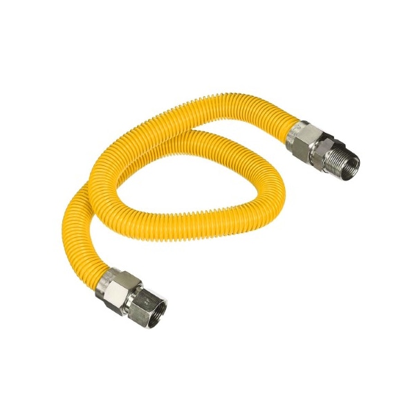 Flextron Gas Line Hose 5/8'' O.D.x36'' Len 3/4" FIPxMIP Fittings Yellow Coated Stainless Steel Flexible FTGC-YC12-36P - main